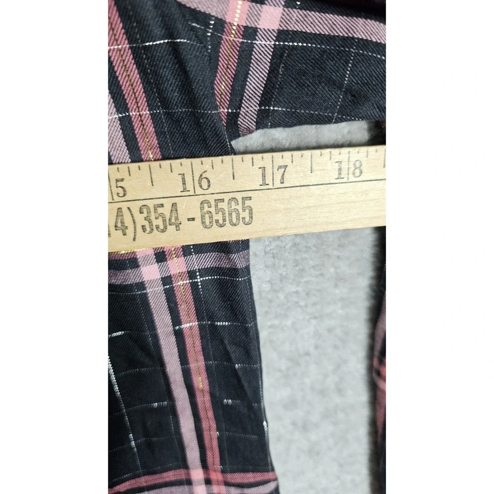 Old Navy Top Girls Size XL 14 Black Plaid Metallic Ruffle Peplum Hem Lightweight